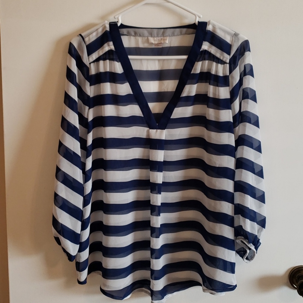 Navy/White Striped Top